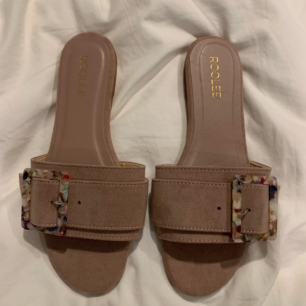 ROOLEE Women's Tan Slide Sandals